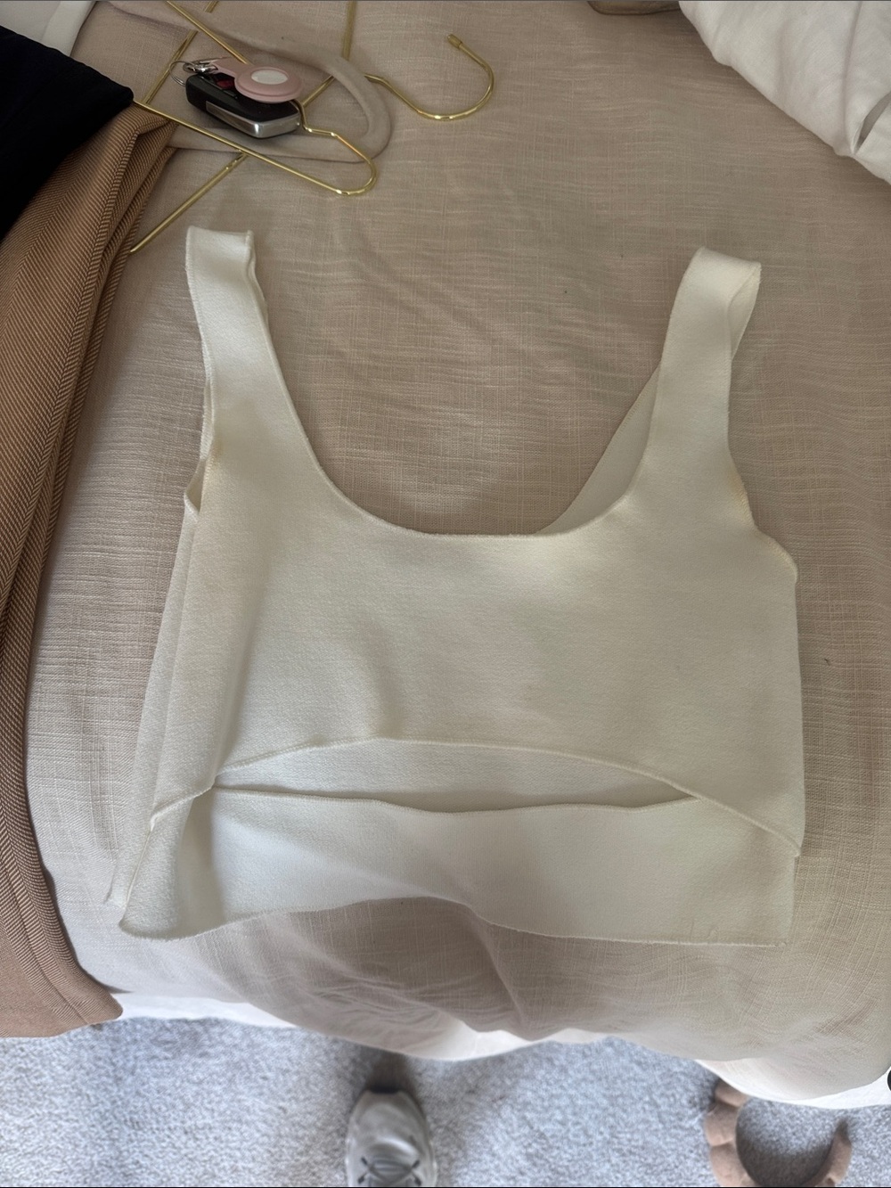 Zara M Cream Structured Cropped Tank Top